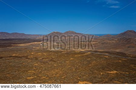 The Beautiful Volcanic Landscape Of Maxorata On The Island Of Fuerteventura. Canary Islands. Spain. 