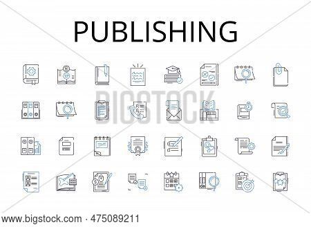 Publishing Line Icons Collection. Printing Press, Bookmaking, Magazine Creation, Article Releasing, 