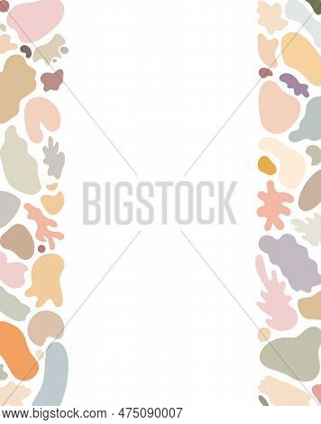 Abstract Shapeless Forms Vertical Border Frame Vector Illustration, Simple Hand Drawn Trendy Boho Co