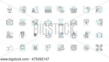 Financial Managers Linear Icons Set. Analysis, Budgeting, Investments, Accounting, Planning, Forecas