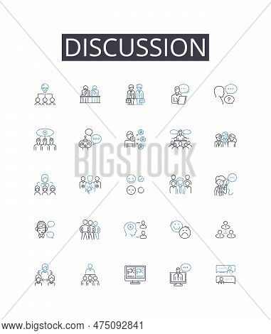 Discussion Line Icons Collection. Gazing, Observing, Scanning, Seeing, Watching, Peering, Staring Ve