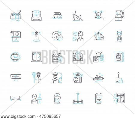 Home Maintenance Linear Icons Set. Plumbing, Electrical, Carpentry, Painting, Roofing, Gutters, Lawn