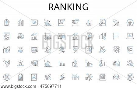 Ranking Line Icons Collection. Usiness Strategy, Sales, Marketing, Revenue, Growth, Expansion, E-com