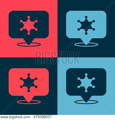Pop Art Hexagram Sheriff Icon Isolated On Color Background. Police Badge Icon. Vector