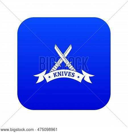 Knive Shop Icon Blue Isolated On White Background