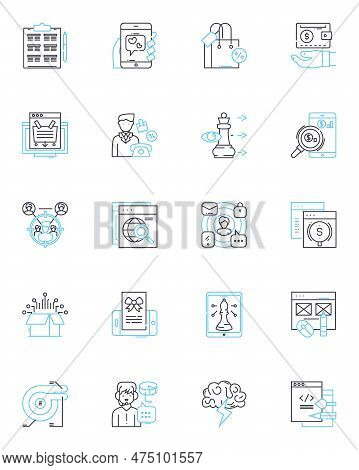 Web Advertising Linear Icons Set. Ppc, Display, Adwords, Banner, Seo, Ctr, Impressions Line Vector A