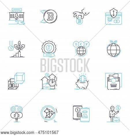 Virtual Nerking Linear Icons Set. Engagement, Connection, Interactivity, Collaboration, Communicatio
