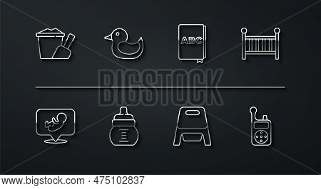 Set Line Sand In Bucket With Shovel, Baby, Crib Cradle, Potty, Bottle, Rubber Duck, Monitor Walkie T
