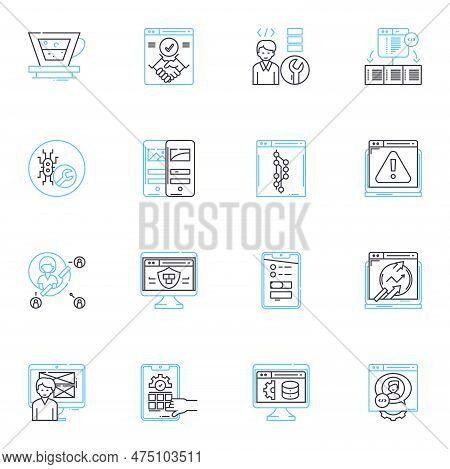 Sports Coaching Linear Icons Set. Leadership, Motivation, Communication, Strategy, Innovation, Perfo
