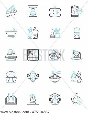 Dining Services Linear Icons Set. Hospitality, Cuisine, Catering, Menus, Presentation, Fine-dining, 