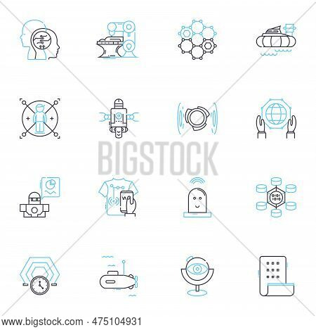 Emerging Trends Linear Icons Set. Sustainability, Innovation, Automation, Digitalization, Virtualiza