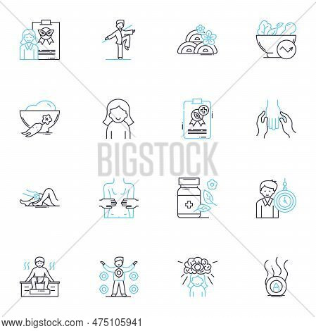 Fitness Coaching Linear Icons Set. Endurance, Strength, Conditioning, Flexibility, Agility, Mobility