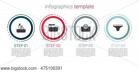 Set Windsurfing, Diving Board Or Springboard, Water Polo And Swimming Trunks. Business Infographic T