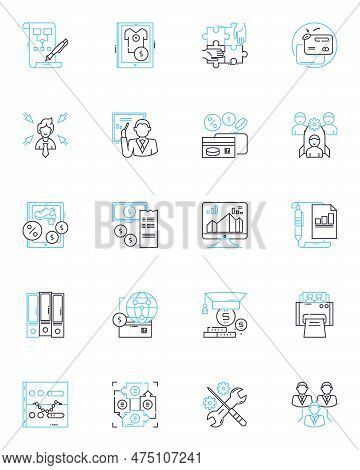 Workspace Layout Linear Icons Set. Collaborative, Ergonomic, Organized, Productive, Spacious, Creati