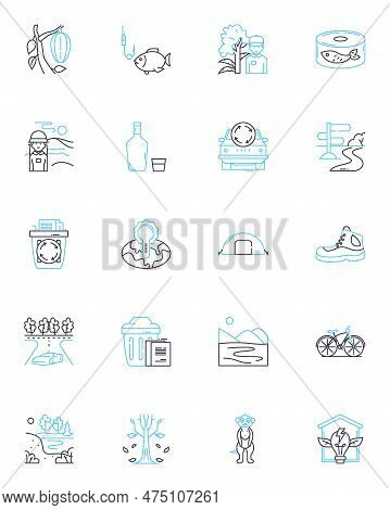 Global Warming Linear Icons Set. Climate, Emissions, Carbon, Temperature, Greenhouse, Pollution, Ene
