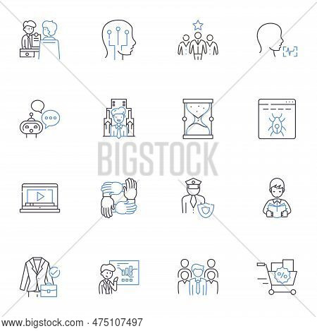 Personnel Strategy Line Icons Collection. Recruitment, Retention, Training, Performance, Development