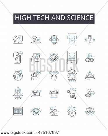 High Tech And Science Line Icons Collection. Experience, Expertise, Reputation, Quality, Skill, Know