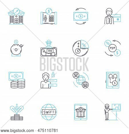 Electronic Payment Linear Icons Set. Digital, Card-less, Instant, Cashless, Secure, Convenient, Safe