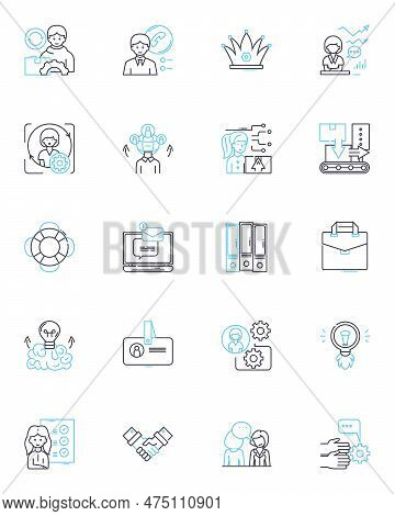 Resource Management Linear Icons Set. Allocation, Optimization, Distribution, Efficiency, Planning, 