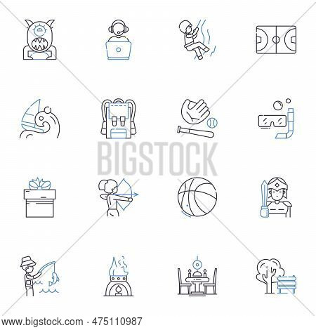 Athletics Line Icons Collection. Running, Jumping, Sprinting, Hurdling, Leaping, Throwing, Shotput V