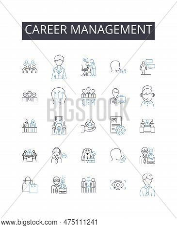Career Management Line Icons Collection. Job Development, Work Progress, Employment Strategy, Profes