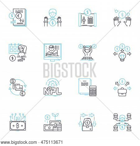 Electronic Wallet Linear Icons Set. Digital Currency, Cryptocurrency, Payment, Transact, Security, M