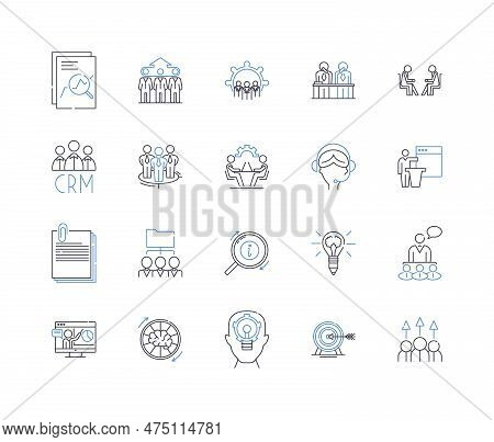 Executive Council Line Icons Collection. Governance, Leadership, Management, Strategy, Decision-maki
