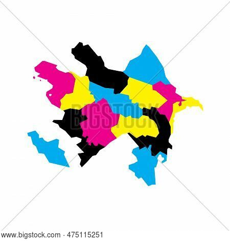 Azerbaijan Political Map Of Administrative Divisions - Districts, Cities And Autonomous Republic Of 