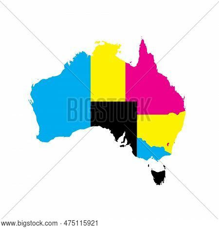 Australia Political Map Of Administrative Divisions - States And Teritorries. Blank Vector Map In Cm