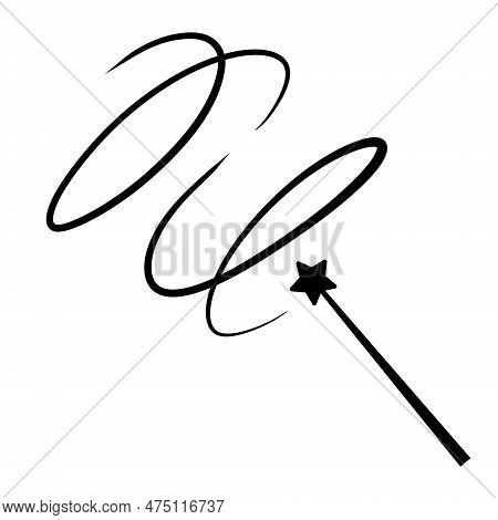 Magic Wand With Star. Wizard Tool. Miracle Symbols And Wizard Stick. Fairytale Rod