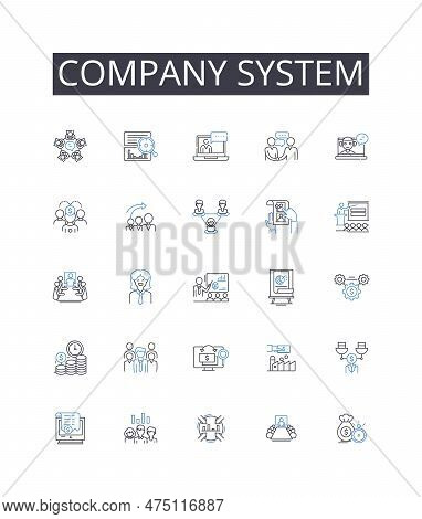 Company System Line Icons Collection. Business Structure, Corporation Framework, Enterprise Platform