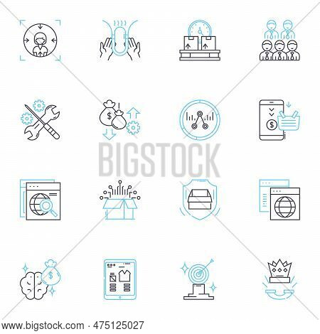 Digital Technology Linear Icons Set. Disruption, Innovation, Connectivity, Interactivity, Automation