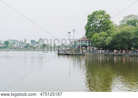 Kritipur, Nepal - April 14, 2023: View Of Taudaha Lake In Kritipur Near Kathmandu. Nowadays, It Has 