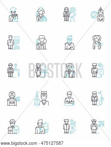 Employment Options Linear Icons Set. Career, Job, Occupation, Work, Employment, Profession, Trade Li