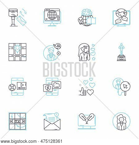 Print Media Linear Icons Set. Typography, Layout, Ink, Press, Newspaper, Magazine, Publication Line 