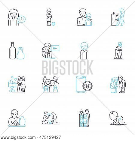 Kindred Linear Icons Set. Family, Relationships, Bloodlines, Connection, Ancestry, Heritage, Roots L