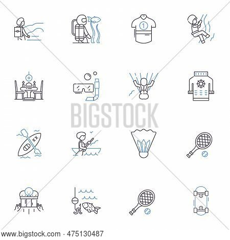 Physical Activity Line Icons Collection. Exercise, Fitness, Training, Sports, Movement, Athletics, W