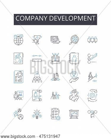 Company Development Line Icons Collection. Business Growth, Corporate Expansion, Enterprise Advancem