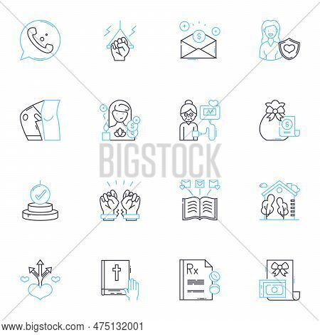 Golden Years Linear Icons Set. Etirement, Elderly, Aging, Wisdom, Memories, Reflection, Relaxation L