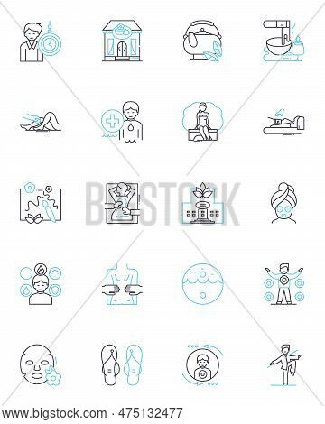 Complementary Medicine Linear Icons Set. Acupuncture, Aromatherapy, Homeopathy, Naturopathy, Meditat