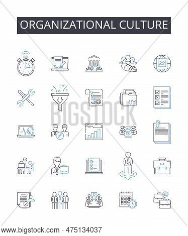 Organizational Culture Line Icons Collection. Corporate Values, Workplace Traditions, Business Ethos
