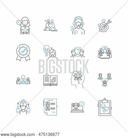 Organizational Learning Line Icons Collection. Adaptability, Collaboration, Innovation, Knowledge, R