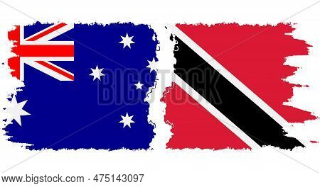 Trinidad And Tobago And Australia Grunge Flags Connection, Vector