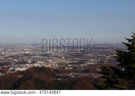 Tokyo City Viewed From Mount Takao In Japan