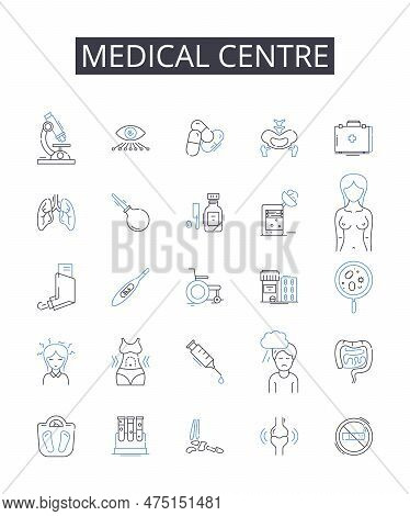 Medical Centre Line Icons Collection. Hospital, Clinic, Health Center, Health Clinic, Medical Facili