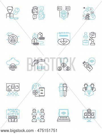 Collaborative Community Linear Icons Set. Unity, Cooperation, Partnership, Synergy, Teamwork, Bondin