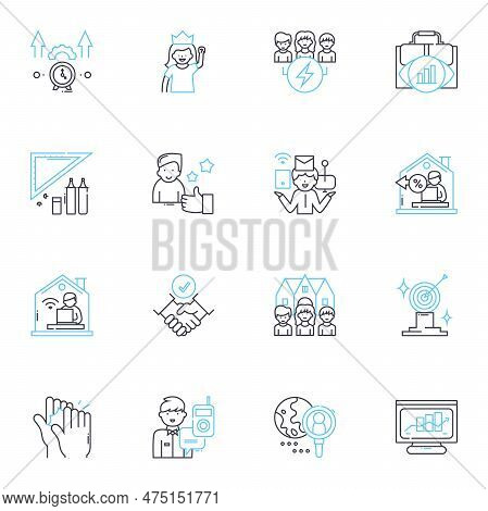 Mundane Occupations Linear Icons Set. Janitor, Accountant, Secretary, Cashier, Librarian, Bartender,