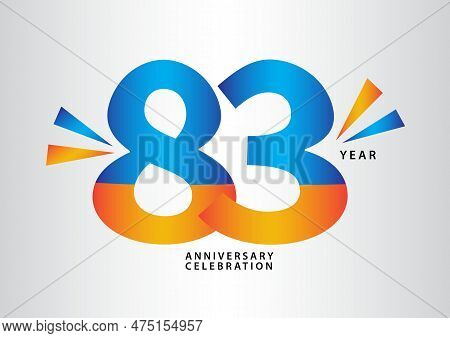 83 Year Anniversary Celebration Logotype Vector, 83 Number Design, 83th Birthday Invitation, Anniver