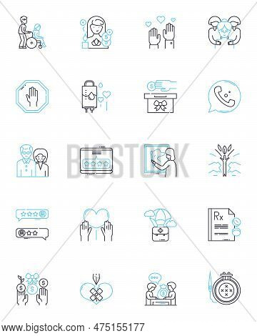 Golden Years Linear Icons Set. Etirement, Elderly, Aging, Wisdom, Memories, Reflection, Relaxation L