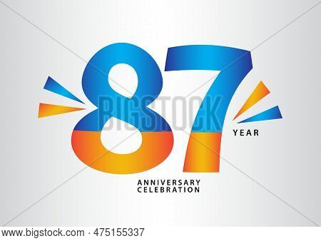 87 Year Anniversary Celebration Logotype Vector, 87 Number Design, 87th Birthday Invitation, Anniver